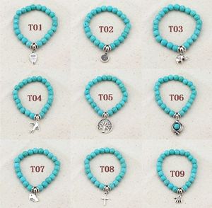 9 stijlen 2015 klassieke charmes armbanden etnische turquoise, fashionale vrouw handgemaakte turquoise kralen armband, 20pcs / lot gratis verzending