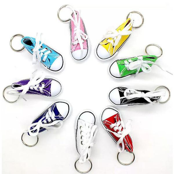 9 styles 3D mini toile chaussures porte-clés couleur bonbon sport balle chaussure porte-clés sac voiture décoration pendentif en gros