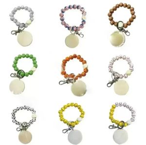 9 styles Bracelet Bracelet Keychain Pendant Party Favor Sports Ball Soccer Basketball Basketball Bracelet en bois FY3666 SS0424