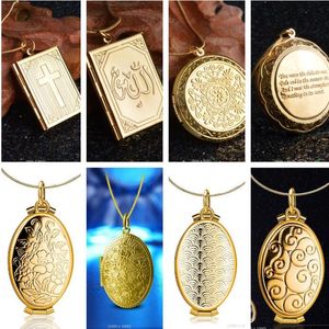 9 Styles Gold Ploated Heart and Cross Circular Love Heart Ellipse Square Hanghangende ketting Fotobox