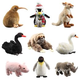 9 Styles de pingouins paresseux à trois doigts, peluche moelleuse, animaux en peluche, cygne noir, Kiwi, poupées douces simulées, 23-36cm