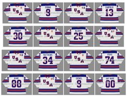 9 Trevor Zegras Team USA Maillot de hockey 13 COLE CAUFIELD 34 Auston Matthews CHARLIE McAVOY 9 JACK EICHEL 88 Patrick Kane 30 Spencer5473939