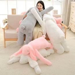 90/120 cm Giant Bunny Rabbit Pluche Speelgoed Zachte Gevulde Dier Doll Kussen Mooie Cartoon Big Ear Close Eye Kids Children Girl Gifts Q0727