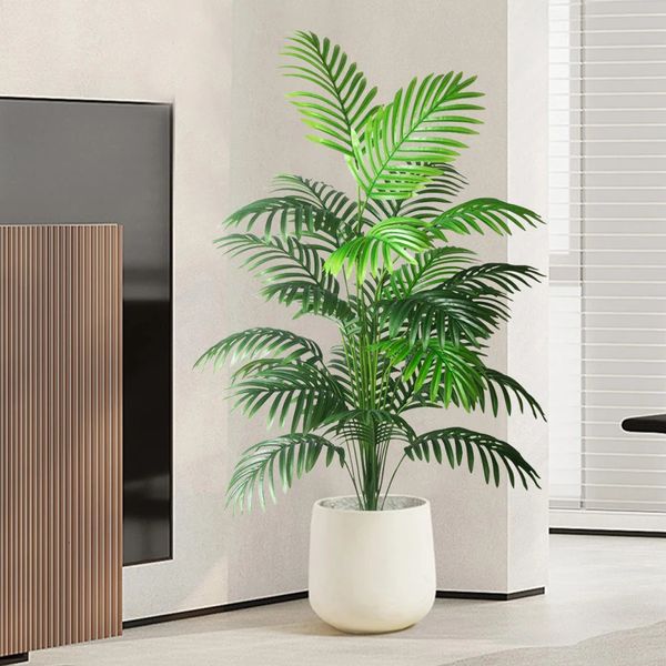 90-120 cm Grand faux palmier arbre plantes tropicales artificielles Monstera Plastique Feuilles Big Palm Tree Foliage pour la maison du jardin 240408