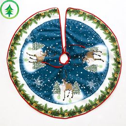 90/120 cm Tapis d'arbre de Noël imprimé sous le sol d'arbre autour du sol Mat de Noël Fournitures de fête de Noël Jupe d'arbre de Noël Kerst Rok