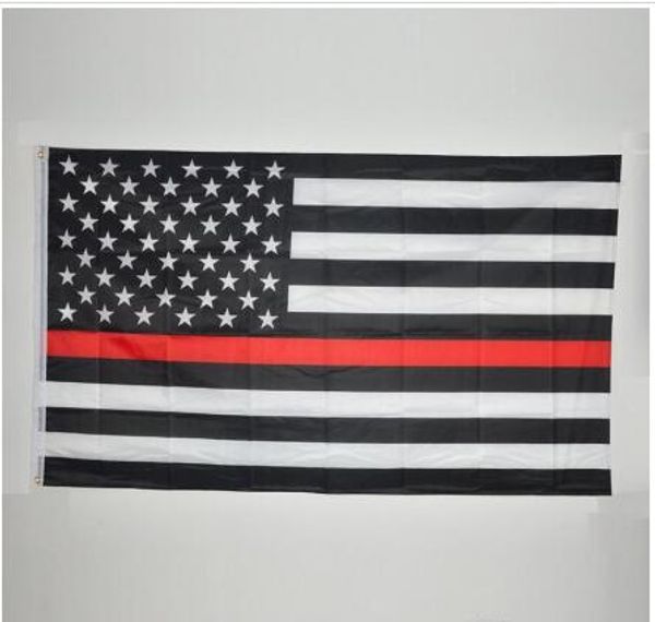 90 * 150cm Drapeaux de police BlueLine USA 5 styles 3x5 pieds Thin Blue Line USA Flag Drapeau américain noir blanc et bleu avec œillets en laiton WY080