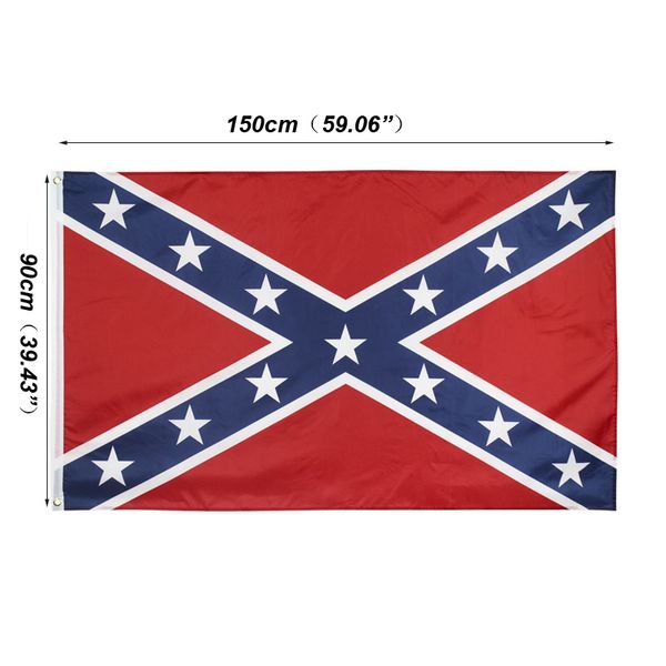 90 * 150 cm Banderas rebeldes de la guerra civil Bandera de penetración de dos lados Banderas rebeldes confederadas Banderas nacionales de poliéster Banderas personalizables VT1420