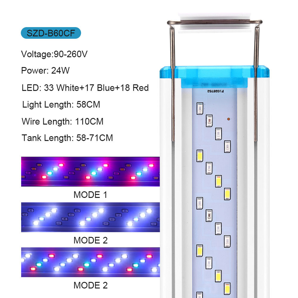 90-260V Aquarium Light Bar LED Fish Tank Lamp Plant Grow Lighting 18-58cm Extensible Aquatic Landscape Decor AccessoriesUS/EU