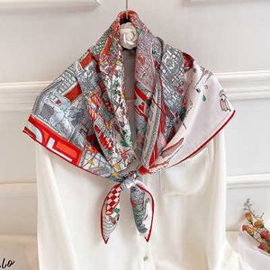 90 * 90 cm Nouvelle Mode Urbaine Grand Foulard Carré Foulard Décoratif Pour Femmes Tissage Sergé Foulard En Soie Double Usage Châle femmes Q0828