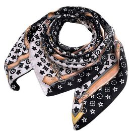 90-90 cm imprimé floral foulard en soie femmes mode longue poignée sac foulards plaine dégradé rayure Paris épaule fourre-tout Lage ruban tête enveloppement