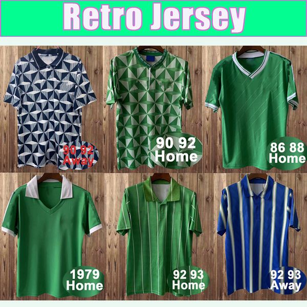 79 90 91 92 Maillots de football d'Irlande du Nord Rétro Hommes Équipe nationale Accueil Gris Blanc Chemises de football à l'extérieur