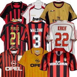 Top 90 91 Maillots de football rétro 95 96 97 01 02 03 12 14 15 Maldini Van Basten KAKA Inzaghi Maglie Da Calcio 06 07 PIRLO SHEVCHENKO BAGGIO retro JERSEY