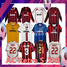 90 91 Maillots de football rétro 95 96 97 Gullit 01 02 03 12 14 15 Maldini Van Basten football KAKA Inzaghi 06 07 PIRLO SHEVCHENKO BAGGIO Ac MIl Ans JERSEY