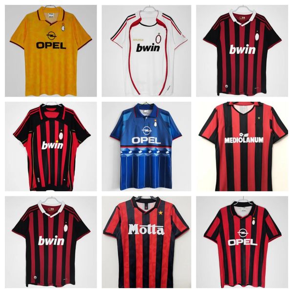 90 91 camisetas retro Jerseys de fútbol 95 96 97 Gullit 01 02 03 12 14 15 Maldini Van Basten Football Kaka Inzaghi 06 07 Pirlo Shevchenko Baggio AC Milans Jersey