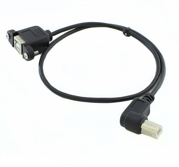 Câble de montage sur panneau de verrouillage à vis d'extension USB 2.0 B mâle à femelle coudé à 90 degrés 50 cm pour imprimante