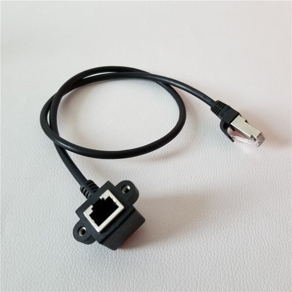 Câble d'extension de données RJ45 courbé à 90 degrés avec fonction de montage mâle à femelle 60 cm noir