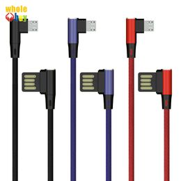 Câble de données micro USB double face à 90 degrés Tissu de haute qualité L flexion 2.1A Câble de jeu de charge rapide pour Android 5pin Samsung Xiaomi 100pcs