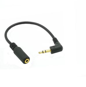 90 Degree Elbow 2.5mm x 3.5mm Male to Female Audio Data Extension Cable Black 10cm