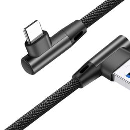 Câbles Micro USB à 90 degrés Cordon de chargeur rapide Type C Câble USBC Type-C Câble de données tressé pour Samsung LG Android Phones 1M 2M 3M