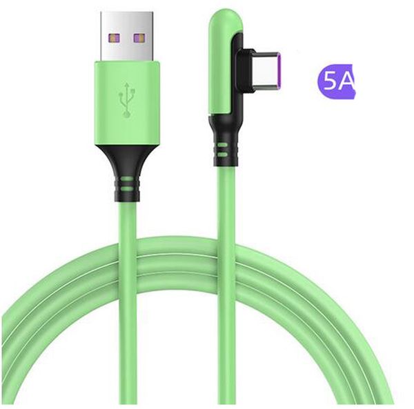 Coude à 90 degrés à angle droit 5A 40W Câble USB Câble de charge rapide Type C Câble de chargeur de téléphone portable Lignes de données pour téléphone intelligent SamSung HuaWei dans un sac OPP Bonbons Coloré Nouveau