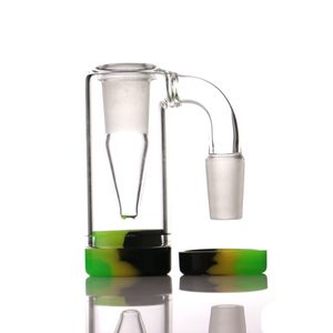 90 graden glazen as van catcher roken accessoires kommen met 14 mm mannelijk gewricht bubbler perc ashcatcher bong siliconen container voor dab rig bongs