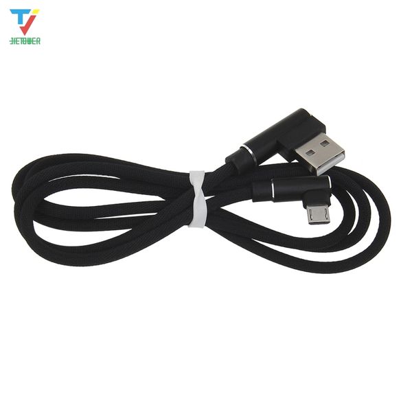 Cable USB C de tela en forma de L de 90 grados Cable de carga Micro USB tipo C para Samsung S8 Nokia Xiaomi 50 unids/lote