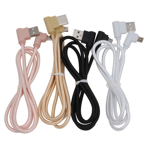 Cables Micro USB tipo C de 90 grados 1M 2M 3M carga rápida para Samsung S8 S9 S10 Xiaomi Huawei Microusb USB-C cable cargador