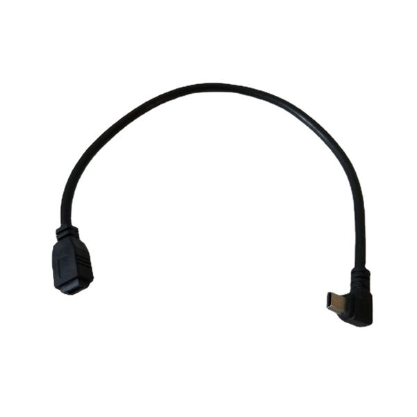 90 Degrés Mini USB Angle Gauche Mâle vers Mini USB Femelle Adaptateur Câble de Données pour MP4 Téléphone PSP 25cm Noir