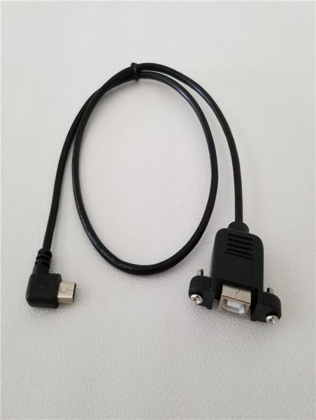 Câble de données Mini USB B mâle vers USB B femelle à Angle droit de 90 degrés, montage sur panneau avec vis pour imprimante 8969520