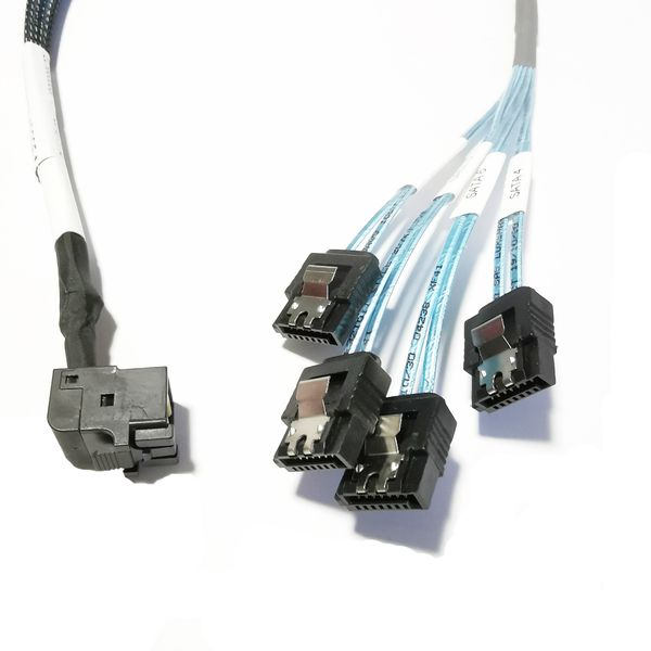 Câble interne à angle droit de 90 degrés, 12 Gb/s HD 36P Mini SAS SFF-8643 à 4 x SATA, ligne de Transmission de serveur de données pour disque dur 50CM