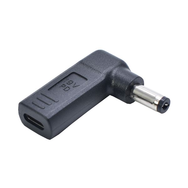 90 grados Tipo-C Typc C USB femenino a 5.5*2.1 mm CC Conquitador masculino Función PD Conector de carga de potencia Adaptador