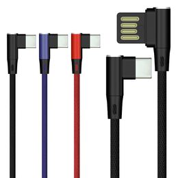 Câbles de données de Type C à 90 degrés câble Micro USB cordon de charge rapide 1M pour cordons de chargeur de téléphone Android