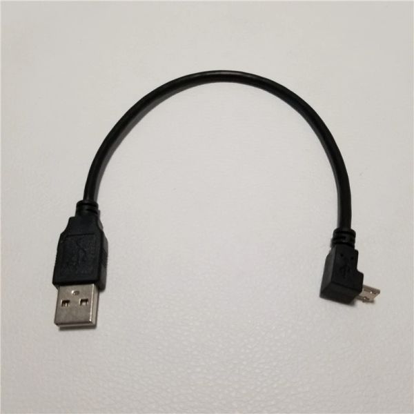 Adaptador USB de 90 grados a Micro USB macho, USB 2.0 doblado a Cable adaptador Micro USB de ángulo inferior, 27cm