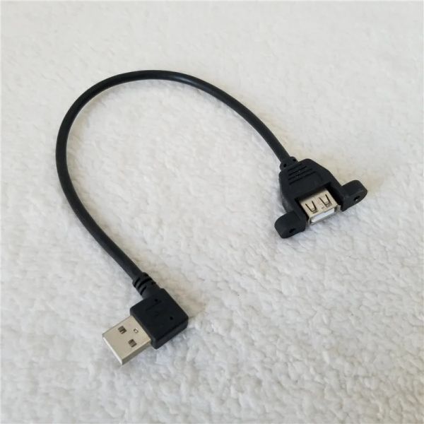 Adaptateur USB Type A à Angle droit mâle vers USB A femelle, 90 degrés, vis de câble, fil de montage sur panneau avec noir, 30cm