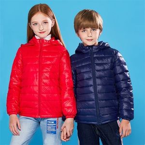 90% pato abajo invierno abajo chaqueta niño niña niño niño abrigo ligero con capucha delgada cálida niños grandes ropa exterior 2 4 6 8 10 12 14 16 años lj201017