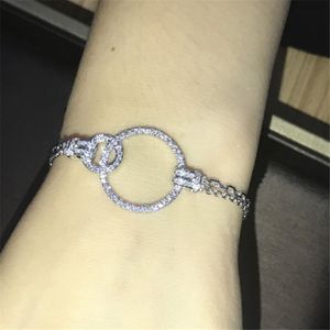 90% korting op Real 925 Sterling zilveren armband armband Bangle Charm Pave Diamond armbanden voor vrouwen bruidsbetrokkenheid bruiloft sieraden cadeau 266o
