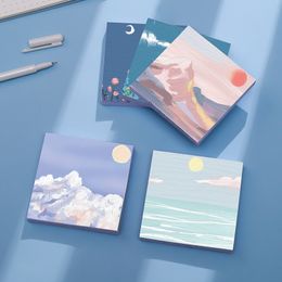 90 páginas de notas creativas de paisajes, cuaderno portátil ultraadhesivo de oficina, cuadernos rasgables de estilo chino