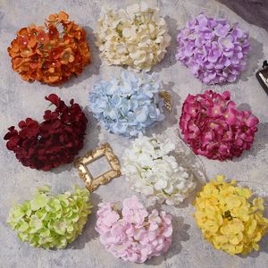 90 pièces de fleurs d'hortensia, décoration murale de mariage, fleurs en soie, ornements en gros, tête de fleur faite à la main XQ