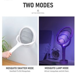 90 ° Lámpara asesina de mosquito giratoria Mosquito eléctrico Swatter UV Light Bug Zapper Flies Summer Fly Swatter Tipo-C Carga