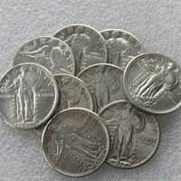 90% Silver US 1916-1924-P-S 9 pcs debout debout Liberty Quarter Dollars Copier COAFT COAFT MAYS MÊMES Fabrication