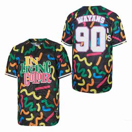 90 Wayans Baseball Jerseys Moive In Living Color Mans University Retro Pure Cotton College Ademen Cooperstown Film Cool Base Vintage Black Team genaaid in de uitverkoop