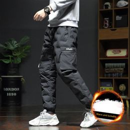 90% duvet de canard blanc rembourré thermique vers le bas pantalon velours épaissir hiver chaud vers le bas pantalons hommes Joggers vêtements de sport pantalons de survêtement amoureux 240116