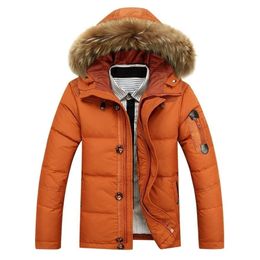 90% witte eendendown winter warme jas heren hoed afneembare bontkraag parka's donsjack hooded feather kleding voor mannen man 201218