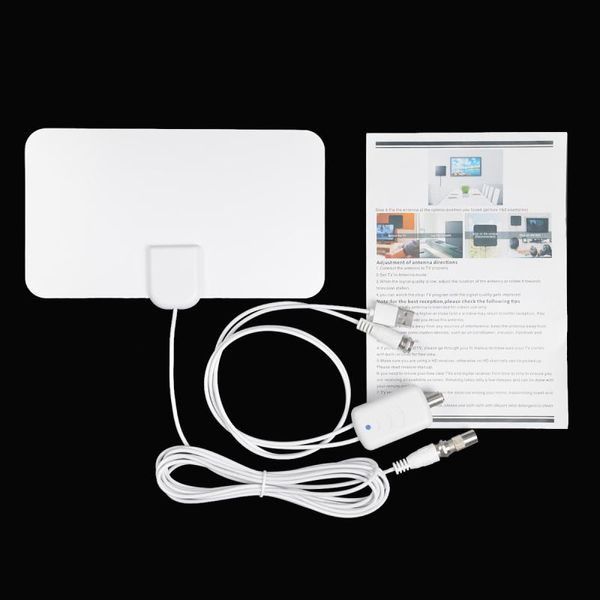 Blanco 900 millas 1080p Antena digital TV Amplificador interior Signal Booster DVB-T2 HDTV Antena Antenas Canal transmisión