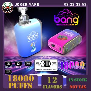 9000puff bang 18000 puff Set Vaporizador grande Vape desechable Cigarrillo electrónico Bobina de red Lámpara LED Batería recargable 9k puffs 18k puffs vaper Dos modos flaovrs en stock