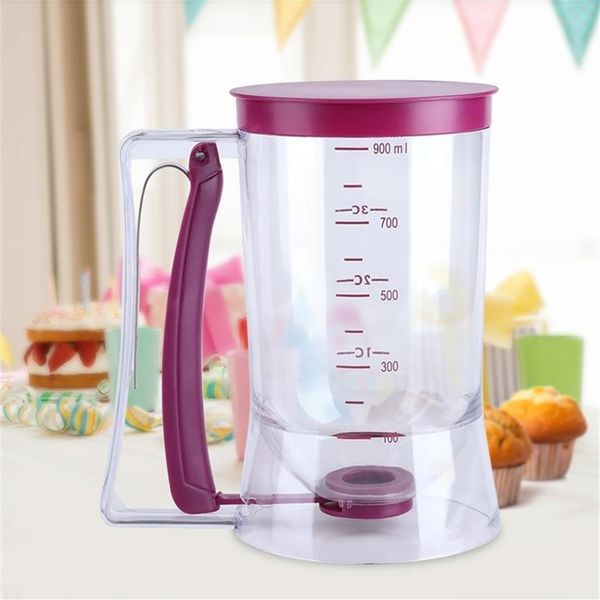 900 ml Dispensador de masa manual Mezclador de masa Hogar DIY Pastel Panqueque Muffin Hornear Waffles Dispensador de masa Tazas Cupcakes Herramientas para hornear Y221E