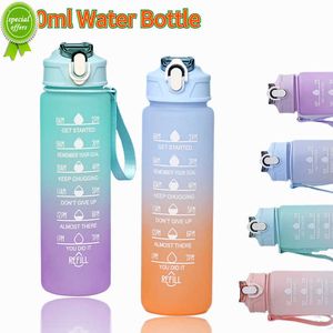 Bouteille d'eau de 900 ml avec marqueur de temps Bouteille d'eau de motivation Bouteille d'eau de sport avec paille pour les voyages de remise en forme en plein air sans BPA