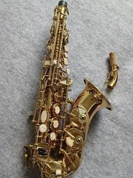 901 Professioneel gebogen sopraansaxofoon in B-vlak messing verguld diep gegraveerd patroon sopraansaxofoon jazzinstrument