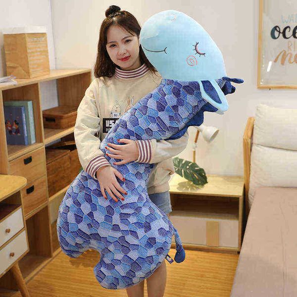 90110Cm Grande Taille Bleu Girafe En Peluche Jouet En Peluche Doux Kawaii Creative Cerf Oreiller Poupées Pour Ldren Filles Anniversaire Sussen Cadeau J220729