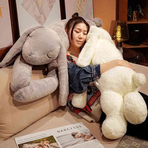 90120Cm Mignon En Peluche Couché Dormir Lapin Oreiller Kawaii Long Bras Lapin Poupées Lit Oreiller Rempli Doux Pour Enfants Cadeaux J220729